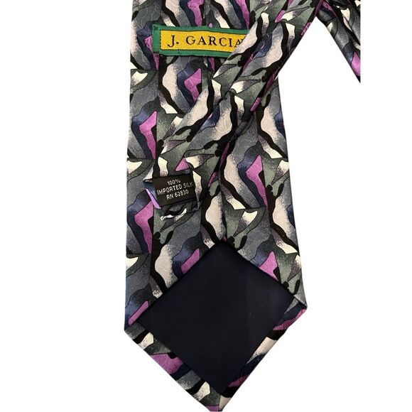 Jerry Garcia Grateful Dead Vintage Purple and‎ Gray Abstract 100% Silk Neck Tie - Picture 4 of 4